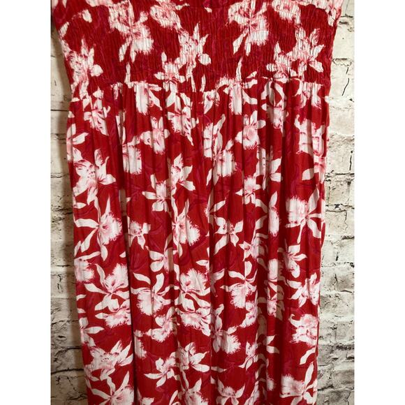 Amanda's Collection Babydoll Dress Womens Medium Red Tropical Floral Cottage - Picture 2 of 13